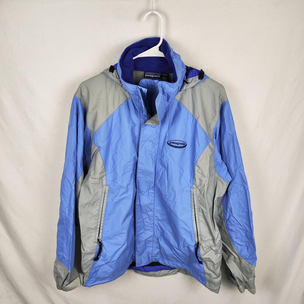 Patagonia Jacket Womens Small Blue Gray Hooded Ski Insulated Winter Zip Pockets